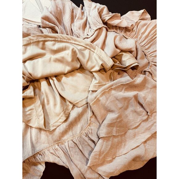 ~ Boho Sundress Le Miel Crochet Med Beachy Tan Mini Slip Dress Layered Bralette - Picture 16 of 16